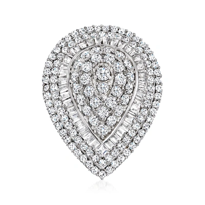 Ross-simons Round And Baguette Cz Cocktail Ring In Sterling Silver