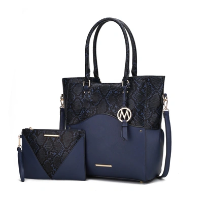 Mkf Collection By Mia K Iris Vegan Leather Tote Handbag For Women In Blue