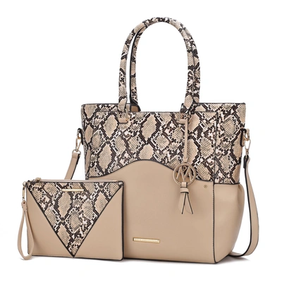 Mkf Collection By Mia K Iris Vegan Leather Tote Handbag For Women In Beige