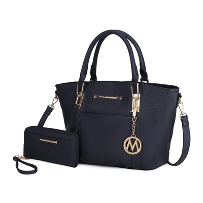Mkf Collection By Mia K Darielle Satchel Bag With Wallet In Blue