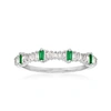 ROSS-SIMONS DIAMOND AND . EMERALD RING IN 14KT WHITE GOLD