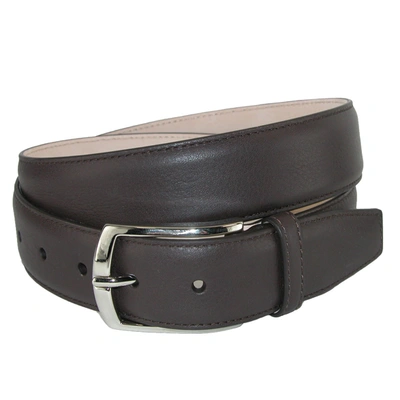 Crookhorndavis Borgo Boxcalf Dress Belt With Solid Brass Buckle In Brown