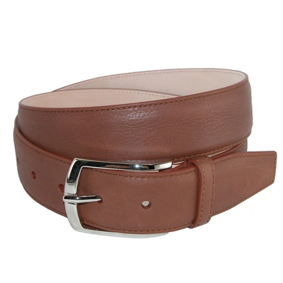 Crookhorndavis Borgo Boxcalf Dress Belt With Solid Brass Buckle In Beige