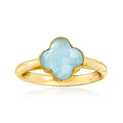 Ross-simons Italian Aquamarine Ring In 14kt Yellow Gold In Blue