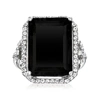 Ross-simons Black Onyx And White Topaz Ring In Sterling Silver