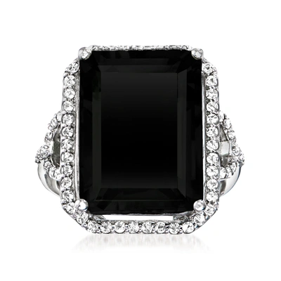 Ross-simons Black Onyx And White Topaz Ring In Sterling Silver