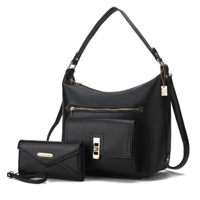 Mkf Collection By Mia K Clara Vegan Leather Women's Shoulder Bag With Wristlet Wallet- 2 Pieces In Black