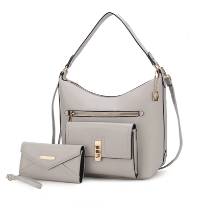 Mkf Collection By Mia K Clara Vegan Leather Women's Shoulder Bag With Wristlet Wallet- 2 Pieces In White