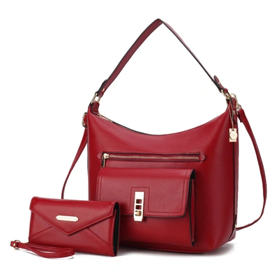 Mkf Collection By Mia K Clara Vegan Leather Women's Shoulder Bag With Wristlet Wallet- 2 Pieces In Red