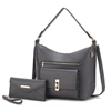 Mkf Collection By Mia K Clara Vegan Leather Women's Shoulder Bag With Wristlet Wallet- 2 Pieces In Grey
