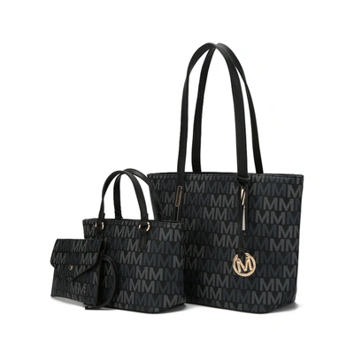 Mkf Collection By Mia K 3pc Aylet M Tote With Mini Bag And Wristlet Pouch In Black