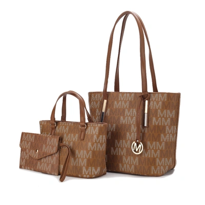 Mkf Collection By Mia K 3pc Aylet M Tote With Mini Bag And Wristlet Pouch In Brown