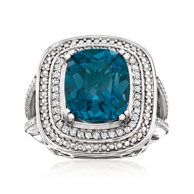 Ross-simons London Blue Topaz And . Diamond Ring In Sterling Silver