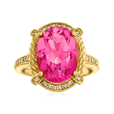 Ross-simons Pink Topaz And . White Topaz Ring Ring In 18kt Gold Over Sterling