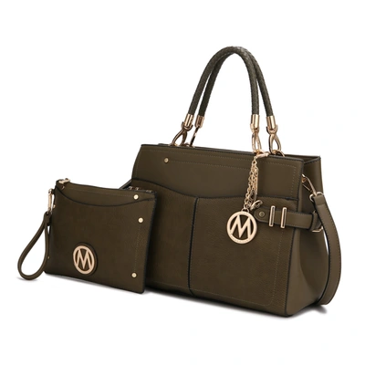 Mkf Collection By Mia K Tenna Vegan Leather Women's Satchel Bag With Wristlet In Green