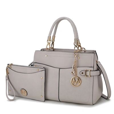Mkf Collection By Mia K Tenna Vegan Leather Women's Satchel Bag With Wristlet In Grey