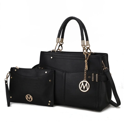Mkf Collection By Mia K Tenna Vegan Leather Women's Satchel Bag With Wristlet In Black