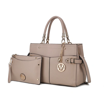 Mkf Collection By Mia K Tenna Vegan Leather Women's Satchel Bag With Wristlet In Beige