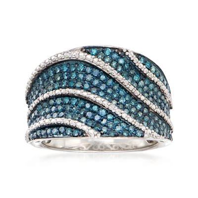 Ross-simons Blue Diamond Ring In Sterling Silver