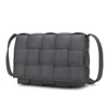 Mkf Collection By Mia K Ginger Woven Vegan Leather Women's Shoulder Bag In Grey