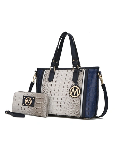 Mkf Collection By Mia K Lizza Croco Embossed Tote In Silver