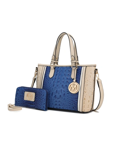 Mkf Collection By Mia K Lizza Croco Embossed Tote In Blue