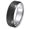CRUCIBLE JEWELRY CRUCIBLE LOS ANGELES MEN'S STAINLESS STEEL CARBON FIBER BEVELED COMFORT FIT RING