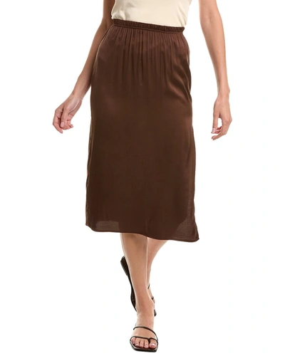 Chaser Side Slit Midi Skirt In Brown