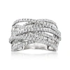 Ross-simons Round And Baguette Diamond Highway Ring In 14kt White Gold In Silver