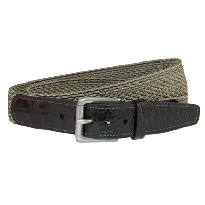 Crookhorndavis Hampton Stretch Belt With Croc Print Tabs In Green