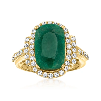 Ross-simons Emerald Ring With . Diamonds In 18kt Gold Over Sterling In Green