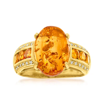 Ross-simons Amber Ring With Citrines With White Topaz Accents In 18kt Gold Over Sterling In Yellow