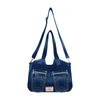 TRUE RELIGION HORSESHOE STITCH DARK DENIM SATCHEL