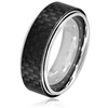 CRUCIBLE JEWELRY CRUCIBLE LOS ANGELES MEN'S HIGH POLISH STAINLESS STEEL CARBON FIBER OVERLAY COMFORT FIT RING