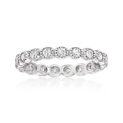 Ross-simons Diamond Milgrain Eternity Band In Sterling Silver