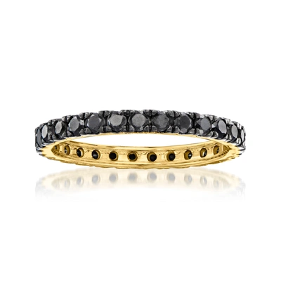 Ross-simons Black Diamond Eternity Band In 14kt Yellow Gold