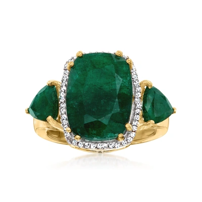 Ross-simons Emerald And . Diamond Ring In 18kt Gold Over Sterling In Green