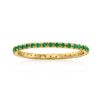 Rs Pure Ross-simons Emerald Eternity Band In 14kt Yellow Gold In Green