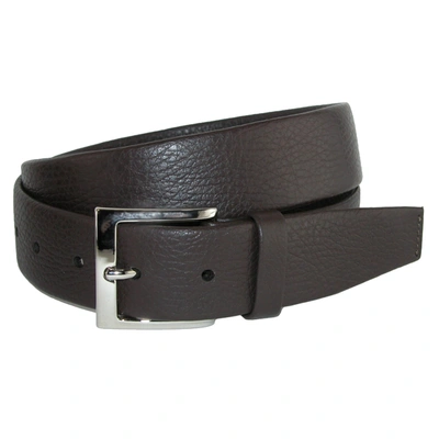 Crookhorndavis Parma Buttercalf Grain Tubular Leather Dress Belt In Brown