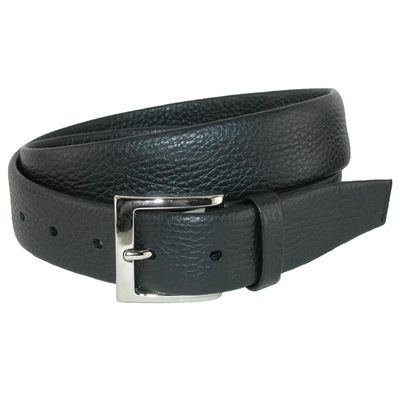 Crookhorndavis Parma Buttercalf Grain Tubular Leather Dress Belt In Black