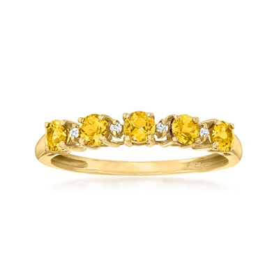 Canaria Fine Jewelry Canaria Citrine 5-stone Ring With Diamond Accents In 10kt Yellow Gold