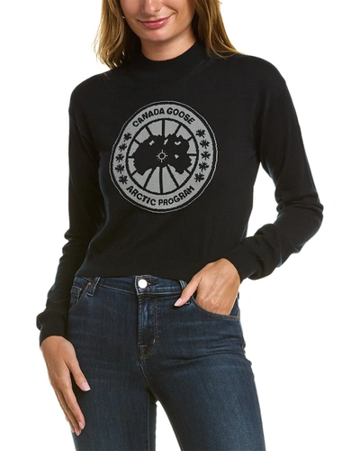 Canada Goose Logo Wool Cropped Sweater In Black