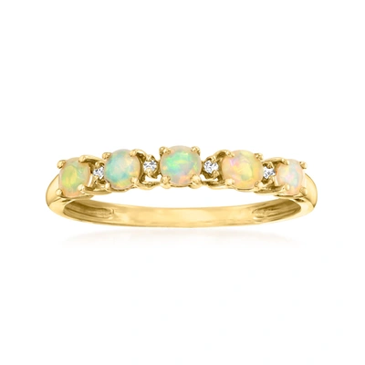 Canaria Fine Jewelry Canaria Opal 5-stone Ring With Diamond Accents In 10kt Yellow Gold In Green