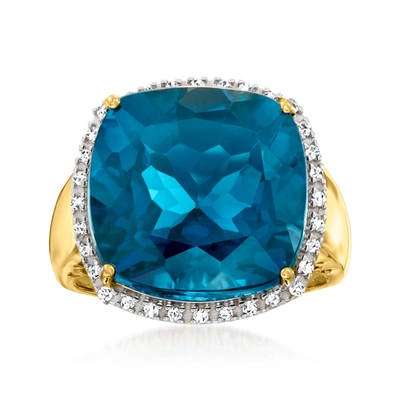 Ross-simons London Blue Topaz And . Diamond Ring In 14kt Yellow Gold