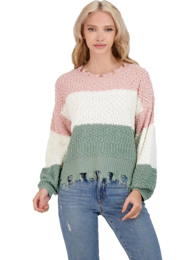 Jolie & Joy By Fct With Love Womens Crew Neck Drop Shoulder Pullover Sweater In Pink