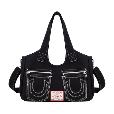 True Religion Horseshoe Stitch Black Satchel