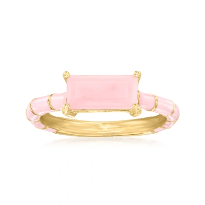 Ross-simons Pink Opal And Pink Enamel Ring In 18kt Gold Over Sterling