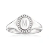 Rs Pure By Ross-simons Diamond Personalized Oval Signet Ring In Sterling Silver