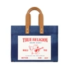 True Religion Large Washed Navy Denim Tote In Blue