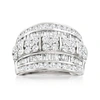 Ross-simons Round And Baguette Diamond Multi-row Ring In 14kt White Gold In Silver